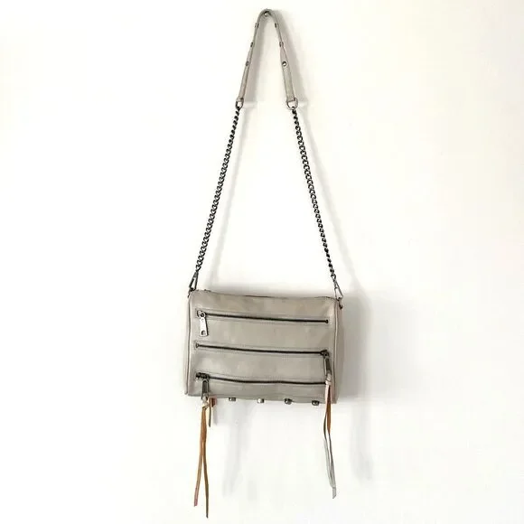 Rebecca Minkoff Tope Leather Shoulder Crossbody Bag Chain Studs Moto Boho Fringe - Picture 2 of 13